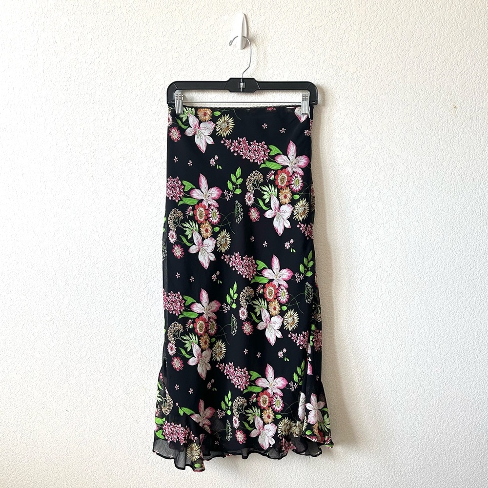 Black floral maxi skirt